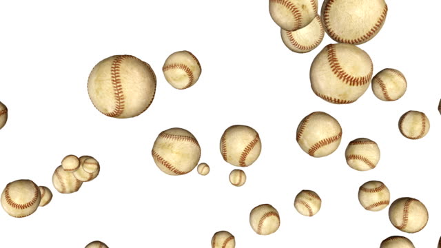 Baseball-balls-flying-in-slow-motion-against-white
