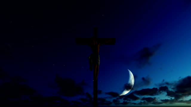 Jesus-Kreuz-gegen-Halbmond-Sternenhimmel-blau