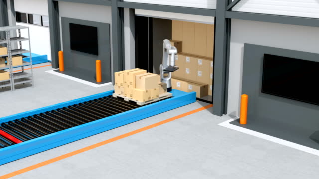 Paquetes-descarga-robot-industrial-de-camiones