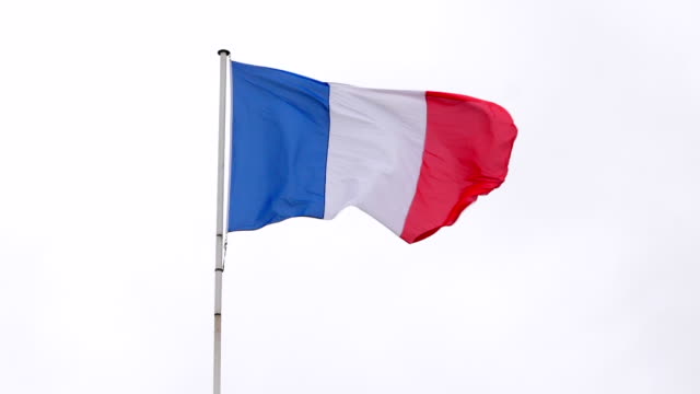 Echte-französische-Flagge-in-Zeitlupe