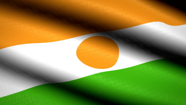 Niger-Flag-Waving-Textile-Textured-Background.-Seamless-Loop-Animation.-Full-Screen.-Slow-motion.-4K-Video