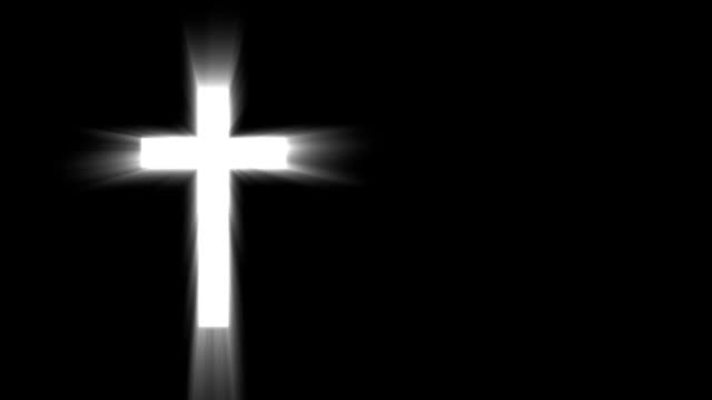 Religioush-Kreuz-mit-Gott-Strahlen-leuchten-in-der-Dunkelheit