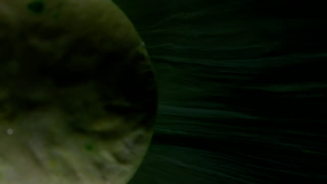 Makroaufnahme-einer-grüne-Süßigkeit-zerfällt-in-Wasser-abstrakten-Hintergrund
