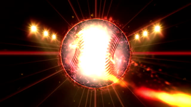 Baseball,-Illuminated-bright-blue-color-spotlights,-In-night-scene