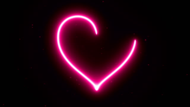 4K-animación-apariencia-rosa-llama-corazón-de-la-forma-de-energía-o-grabar-en-el-fondo-oscuro-y-chispa-de-fuego.-Movimiento-gráfico-y-animación-de-fondo.