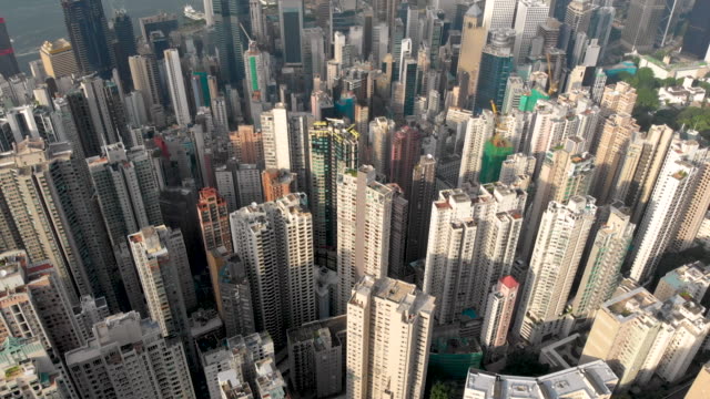 Aerial-shot-of-Hong-Kong-skyline