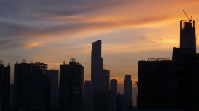 Sonnenuntergang-Himmel-Guangzhou-Stadt-Stadtverkehrs-Panorama-4k-china