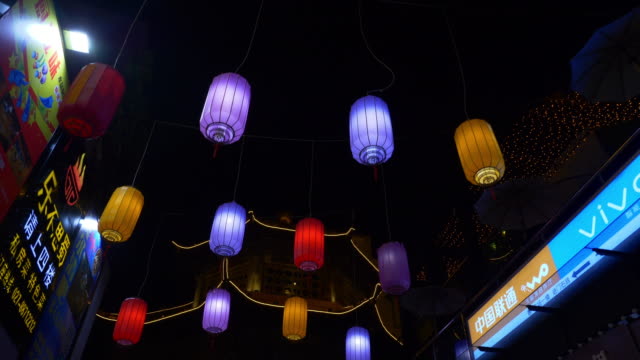 night-illuminated-wuhan-city-famous-pedestrian-street-decoration-walking-panorama-4k-china