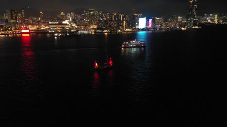 Imágenes-de-vista-aérea-de-4K-de-ciudad-de-Hong-Kong-después-de-la-puesta-del-sol