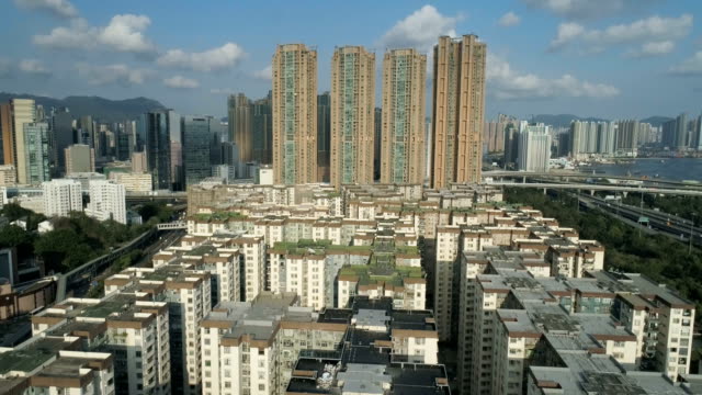 Old-buildings-and-modern-skyscraper-buildings-In-Hong-Kong.-Urban-cityscape