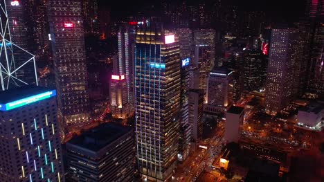Imágenes-de-vista-aérea-de-4K-de-Hong-Kong-escenas-de-noche-hermosa-en-el-Distrito-Central-de