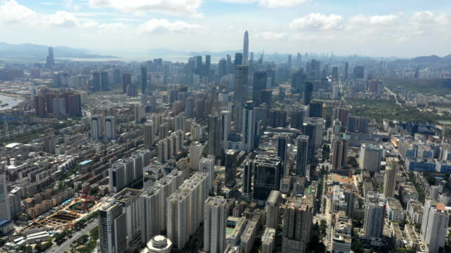 Aerial-view-of-Shenzhen-cityscape-at-daytime