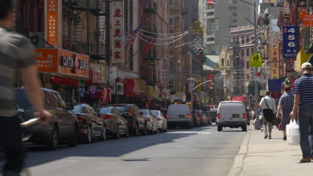 Vereinigte-Staaten-Neu-York-Stadt-Manhattan-berühmten-China-Stadt-Block-Blick-auf-die-Straße-4-K