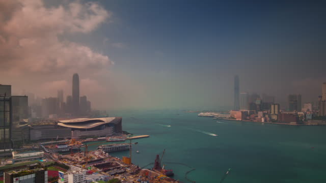 sonnige-schöne-Panorama-4-k-Zeit-hinfällig-aus-Hong-Kong-Dach