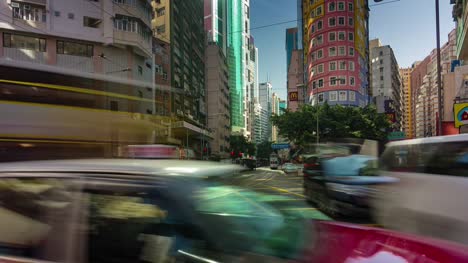 4-k-Zeitraffer-der-sehr-verkehrsreichen-Straße-in-Hongkong-china