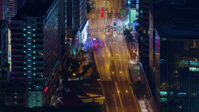 Stadt-Nacht-wenig-befahrenen-Straße-4-k-Zeitraffer-aus-Hong-kong