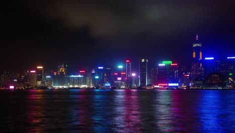 Wasser-Seite-Nacht-Licht-Hong-Kong-Panorama-4k-Zeit-verfallen-China