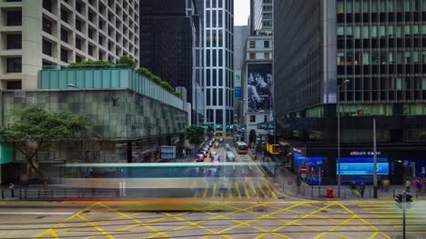 4-k-Zeitraffer-der-verkehrsreichen-Kreuzung-Hongkong-china