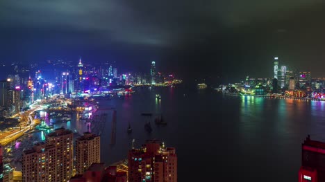noche-de-luz-alta-Bahía-China-hong-kong-panorámicas-Ve-el-lapso-de-tiempo-de-4-k