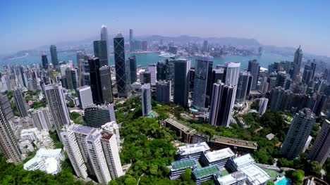 Hong-Kong-City-Aerial.-Beautiful-Clear-Blue-Sky.