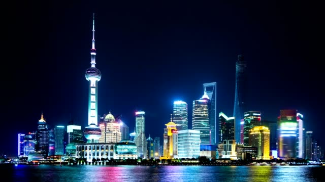 Skyline-de-Pudong-de-Shanghai,-China.