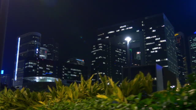 Abend-Zeit-Hongkong-Tamar-Park-Central-Regierungsgebäude-Panorama-4k-China