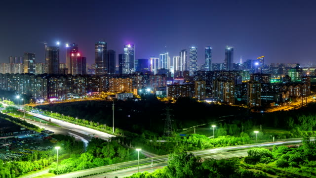 Time-Lapse-of-NanJing-HeXi-new-town-at-night