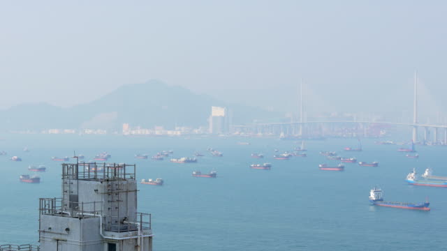 sunny-day-hong-kong-traffic-harbour-bay-rooftop-panorama-4k
