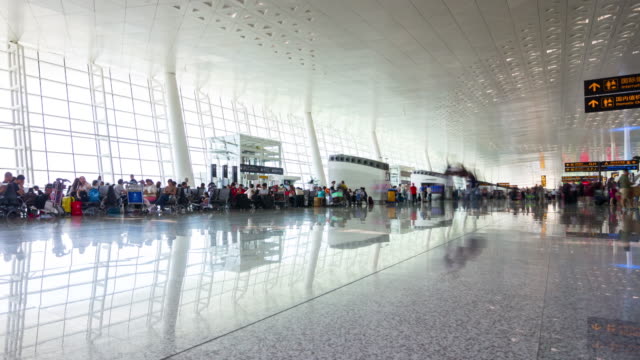 day-time-wuhan-airport-crowded-gate-hall-panorama-4k-timelapse-china