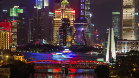 Nachtbeleuchtung-shanghai-Pudong-Brücke-auf-dem-Dach-4k-Zeitraffer-china