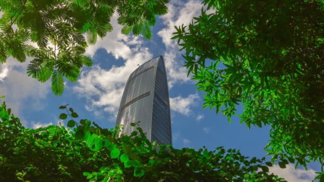 sonnigen-Tag-Stadt-Shenzhen-berühmte-Gebäude-Top-Panorama-4k-Zeitraffer-china