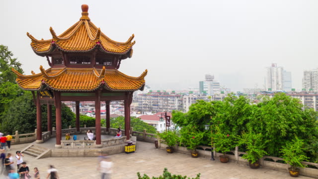 wuhan-yellow-crane-temple-park-square-cityscape-panorama-4k-time-lapse-china