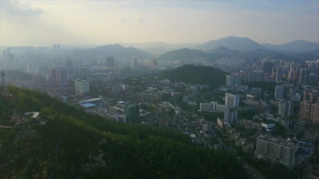 Sonnenuntergangszeit-Zhuhai-Stadtbild-aerial-Panorama-4k-china