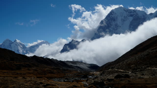 Bewegung-der-Wolken-vor-dem-Hintergrund-der-Himalaya-Gebirge