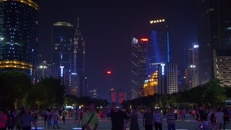 Abend-Zeit-Guangzhou-Stadt-überfüllten-Innenstadt-Panorama-4k-china