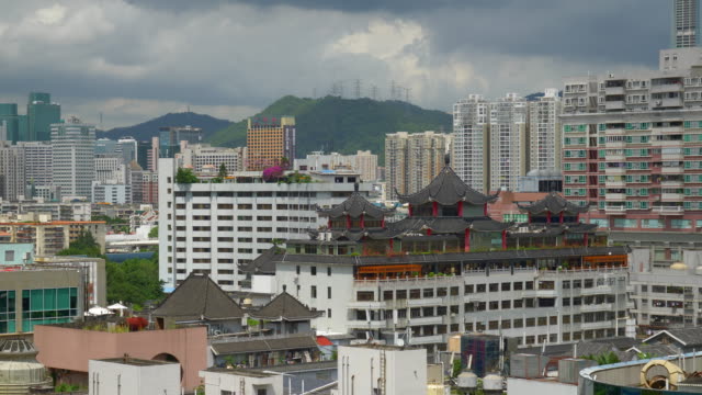 Shenzhen-Stadtbild-Tag-Zeit-auf-dem-Dach-Panorama-4k-china