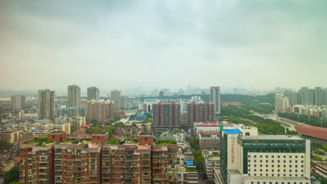 day-light-wuhan-cityscape-rooftop-panorama-4k-time-lapse-china