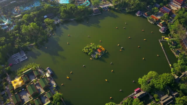 sunny-day-zhuhai-famous-new-nuanming-park-lake-aerial-panorama-4k-china
