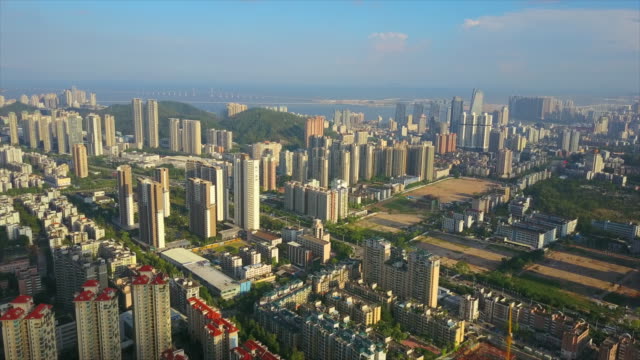 sonnigen-Tag-Zhuhai-Stadtbild-aerial-Panorama-4k-china