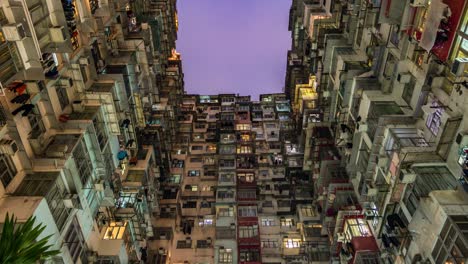 4K-Zeit-verfallen-Ansicht-Altbauwohnung-Yick-Cheong-Gebäude-Hong-Kong