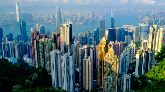 Horizonte-del-centro-timelapse-de-Hong-Kong.-Hong-Kong,-China