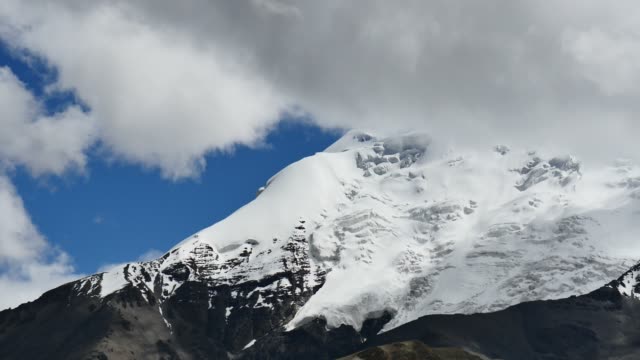 Snowcapped-peak-and-blue-sky-with-clouds-in-the-Himalaya-mountains-Tibet