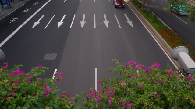 hora-del-atardecer-guangzhou-ciudad-tráfico-camino-peatonal-flor-puente-panorama-4k