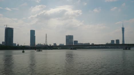 Tag-Licht-Guangzhou-Stadt-Pearl-River-Wandern-Bucht-Panorama-4k-Zeitraffer