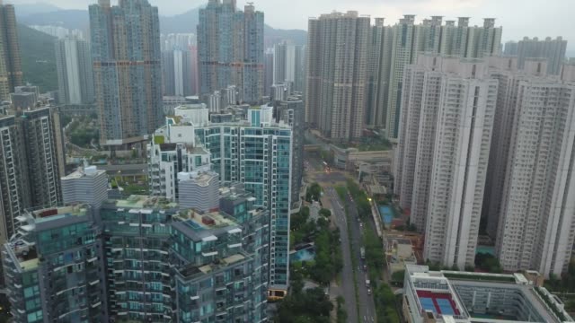 Drone-footage-of-Tseung-Kwan-O-City,-Hong-Kong
