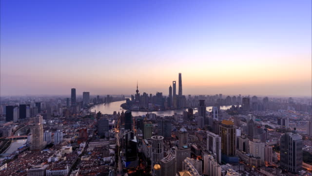 Zeitraffer-von-Shanghai-Skyline-und-Stadtbild