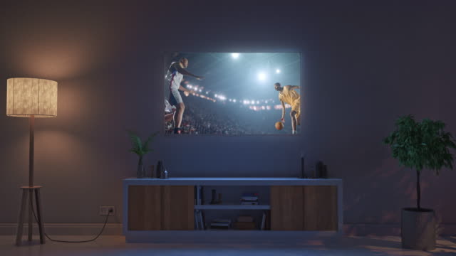 Basketball-Spiel-auf-Leben-Zimmer-Fernseher