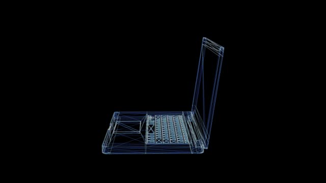 Hologramm-eines-rotierenden-alten-Laptops