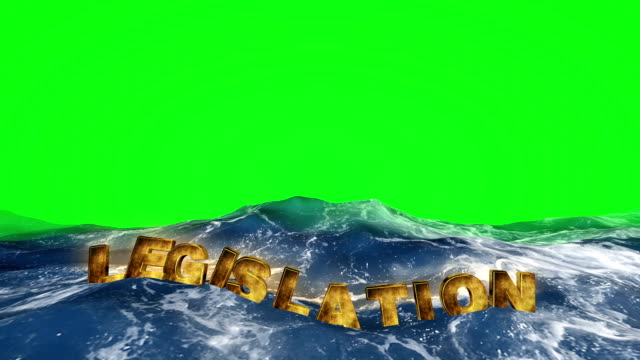 Legislation-text-floating-in-the-water-on-green-screen