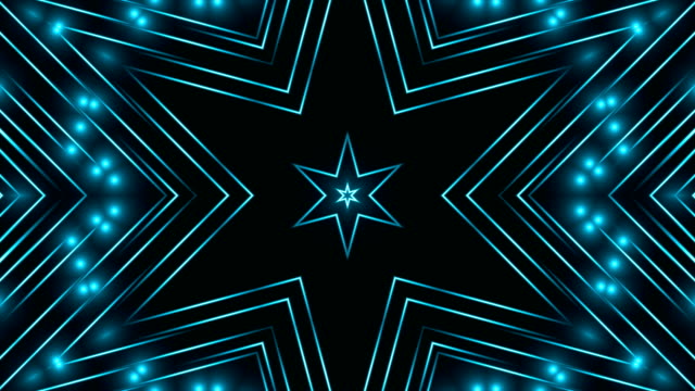 Abstract-blue-lights-kaleidoscope-background,-3d-render-computer-generated-background